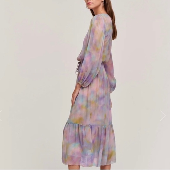 Velvet by Graham & Spencer Dresses & Skirts - Velvet by Graham & Spencer sheer tie dye purple pink midi dress. Size Small.